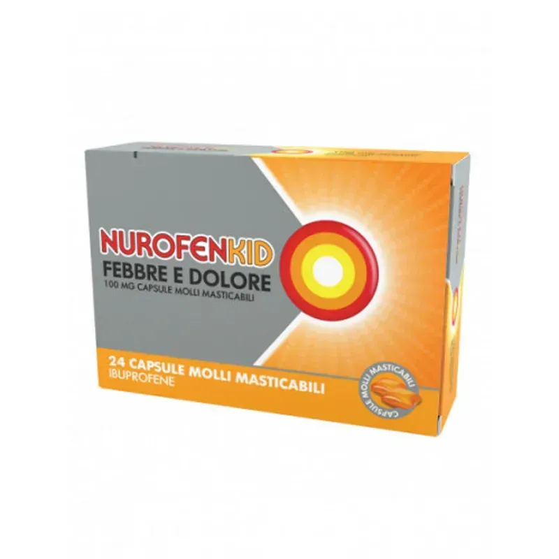 Nurofenkid febbre e dolore 100mg, 24 cps molli masticabili