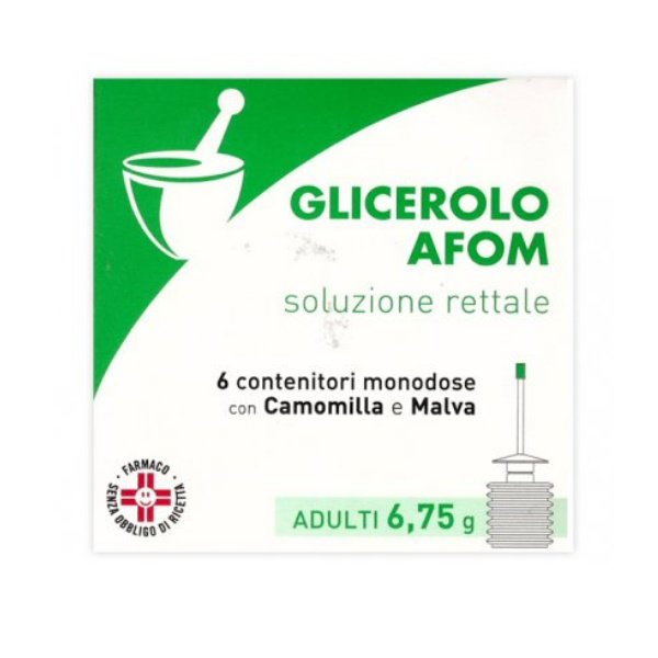 Afom Glicerolo Trattamento Della Stitichezza Occasionale Soluzione Rettale Con Camomilla E Malva 6 Contenitori Monodose 6,75 G