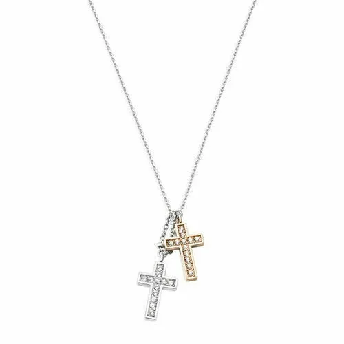 Collana Donna MORELLATO LOVE Croce In Acciaio Rose Gold e Cristalli SADR06