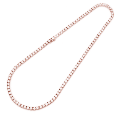 Collana Donna Tennis Argento 925 Oro Rosa 18kt Zirconi Bianchi Brillanti 3mm - immagine 2
