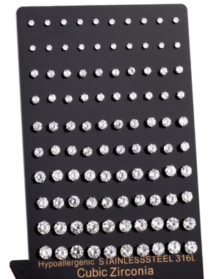 Coppia Di Orecchini In Acciaio Inox Anallergici Punto Luce Zirconi Brillanti