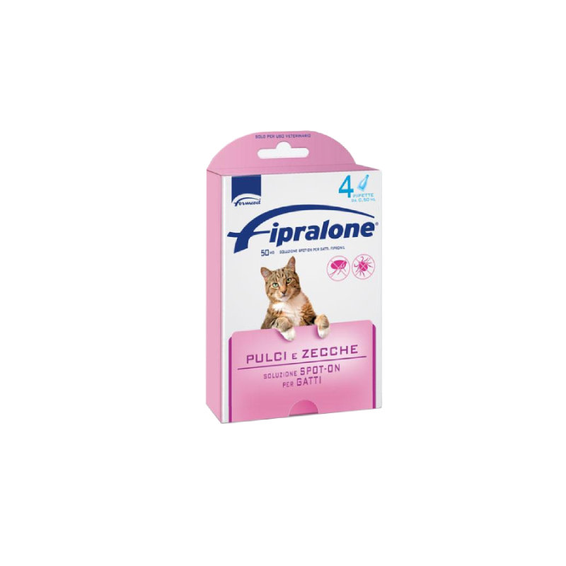 FIPRALONE GATTO ROSA (4 pipette) – Antiparassitario per gatti contro pulci e zecche