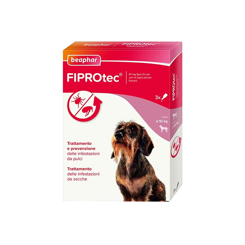 FIPROTEC CANI 2/10 KG (3 pipette) – Antiparassitario in pipette contro pulci e zecche per cani piccoli
