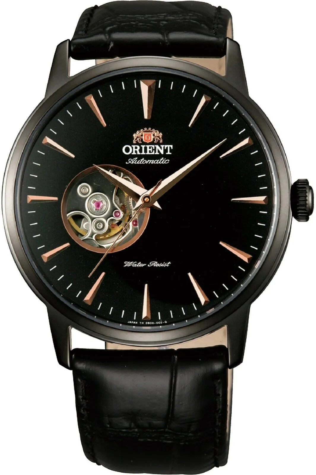 Orient Orologio Uomo Automatico Meccanico In Pelle Nero Cassa Acciaio PVD Black