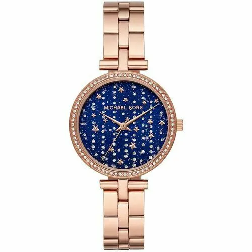 Orologio Donna Michael Kors Cinturino Acciaio Rose Gold Cristalli Quadrante Blu