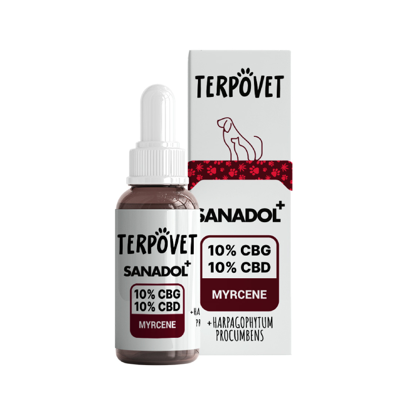 TERPOVET SANADOL+ 10% CBD E CBG (10 ml) – Prodotto cosmetico a base di estratto di canapa per il benessere dei cani e dei gatti
