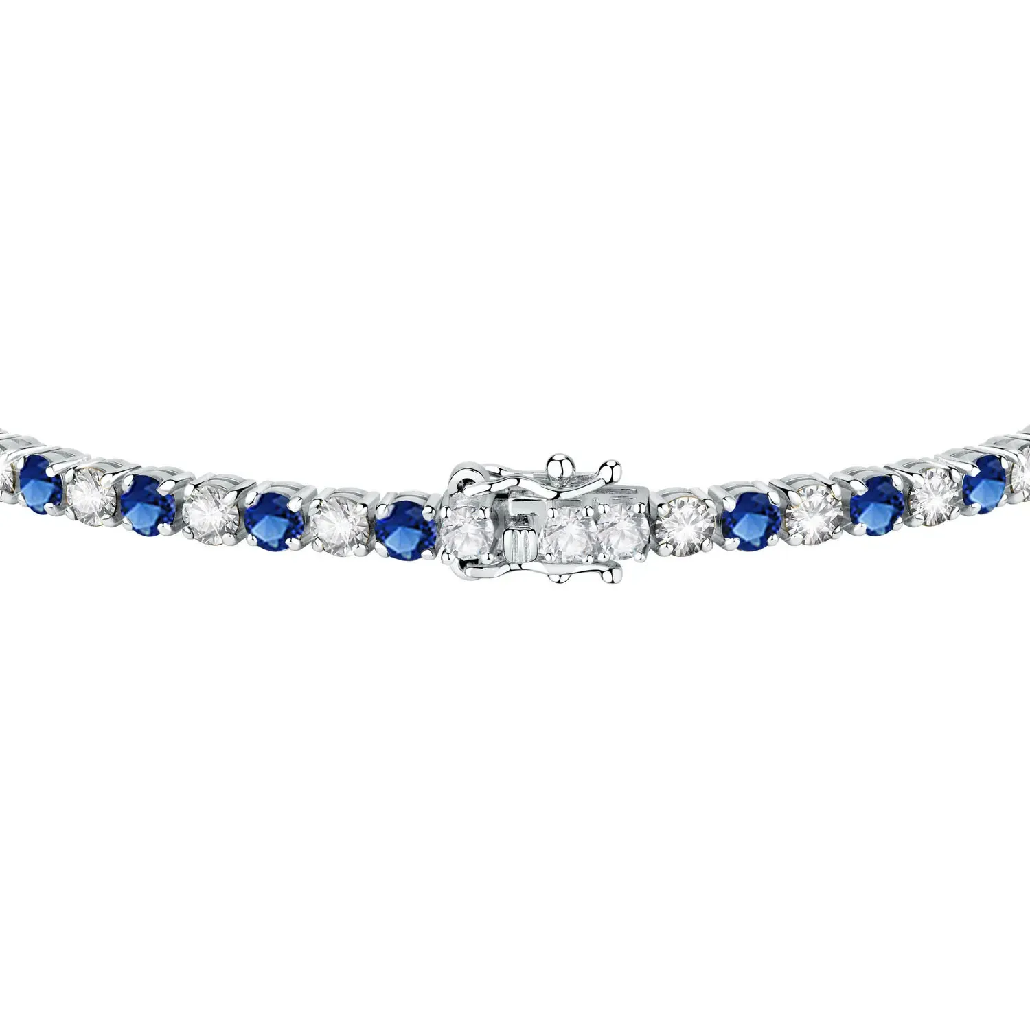 Bracciale Uomo Donna Tennis Argento 925 Zirconi Bianchi e Blu Brillanti 3mm 18cm - immagine 2
